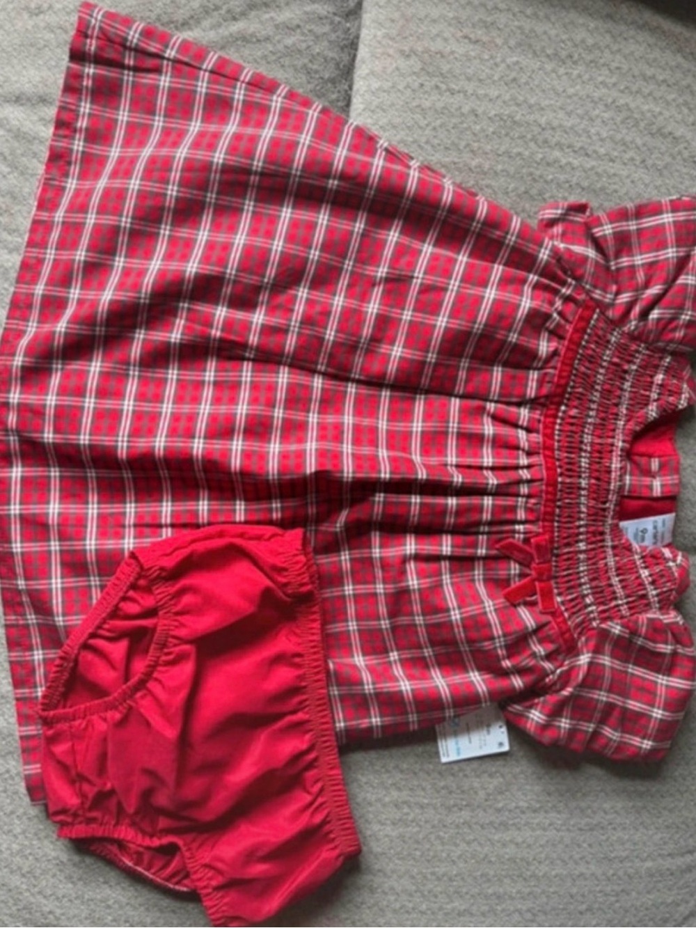 Carter's Red Plaid Smocked Dress with Red Bloomer